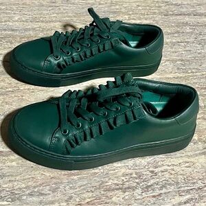 Tory Burch Tory Sport Ruffle Green Leather Sneakers